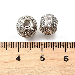 ラウンド真鍮製マイクロパヴェキュービックジルコニアビーズ  ラックめっき  鉛フリーとニッケルフリー  長持ちメッキ  透明  9x7.5mm  穴：2mm&nbsp;KK-L230-11P-04