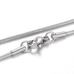 変色しない304ステンレススチールのスネークチェーンネックレス  カニカン付き  ステンレス鋼色  17.7インチ（45cm）  1.5mm&nbsp;NJEW-F195-04B-P