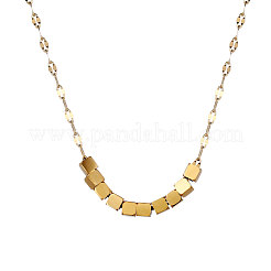 304 Stainless Steel Geometric Square Beaded Pendant Dapped Chain Necklaces for Women&nbsp;WG5ACA6-02