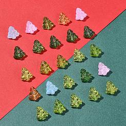 染色・加熱ガラスビーズ40個  金箔  バブル効果  クリスマスツリー  オリーブドラブ  16x15x5.5mm  穴：0.8mm&nbsp;GLAA-FS0001-88C