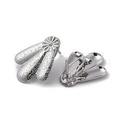 変色しにくい304ステンレススチール製スタッドピアス（女性・男性用）  ティアドロップ付きフラットラウンド  ステンレス鋼色  25.5x20.5mm&nbsp;EJEW-Q381-02B-P