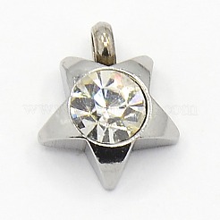 201 Stainless Steel Rhinestone Star Charm Pendants&nbsp;RB-M030-01