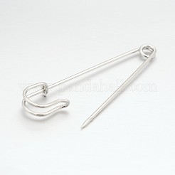 アイアン製安全ピン  ブローチ作りに  キルト針  プラチナ  75x17x6mm&nbsp;IFIN-A171-05H