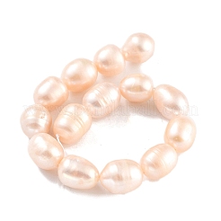 天然養殖淡水パールビーズ連売り  グレード4a+  ライス  桃パフ  10~11mm  穴：0.7mm  約15個/連  6.69~7.09''（17~18センチメートル）&nbsp;PEAR-P062-12E