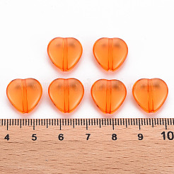 透明なアクリルビーズ  ハート  ダークオレンジ  13.5x13.5x5.5mm  穴：1.5mm  約775個/500g&nbsp;TACR-S154-54B-84