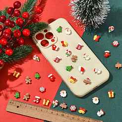 48個 12スタイル クリスマス 不透明樹脂 デコデン カボション  ミックスカラー  混合図形  10.5~14x10~15x4.5~6mm  4個/スタイル&nbsp;CRES-FS0001-34B