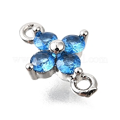 Brass Micro Pave Blue Cubic Zirconia Links&nbsp;KK-D356-06A-P