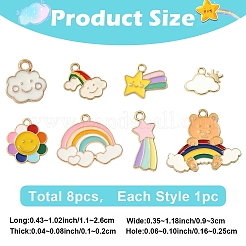 8Pcs 8 Styles Weather Theme Golden Tone Alloy Enamel Pendants&nbsp;ENAM-YW0008-09