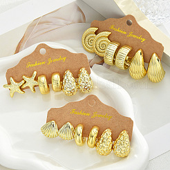 9 Pairs CCB Plastic Textured Stud Earrings&nbsp;FS-WGE96FE-01