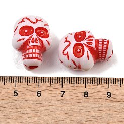 不透明なアクリルビーズ  クラフトビーズ  スカル  レッド  23x17.5x16mm  穴：3.5mm  約151個/500g&nbsp;AC-CBA3EFE-01E