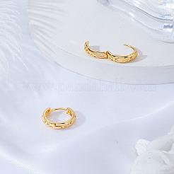 女性用真鍮フープピアス1組  中空の花  ゴールドカラー  13x5mm&nbsp;EJEW-LP0012-03G