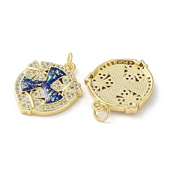 Brass Micro Pave Clear Cubic Zirconia Pendants&nbsp;KK-C045-28G