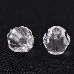 円形状の透明アクリル多面カットビーズ  透明  直径6mm  穴：1.5mm&nbsp;X-DB6mmC01