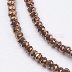 電気メッキガラスビーズセット  フルメッキ  多面カット  ロンデル  黄金メッキ  3x2mm  穴：0.8mm  約135~140個/連  11.81~13.38インチ（30~34cm）&nbsp;GLAA-F076-FP03