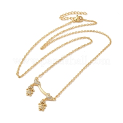 Brass Micro Pave Clear Cubic Zirconia Girls and boys Pendant Necklaces for Valentine's Day&nbsp;LS-NJEW-K381-01A-G