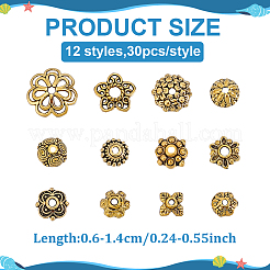 360Pcs 12 Styles Alloy Bead Caps Sets&nbsp;FIND-ME0001-40