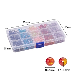585Pcs 15 Style Spray Painted Crackle Glass Beads Strands&nbsp;CCG-YW0001-05