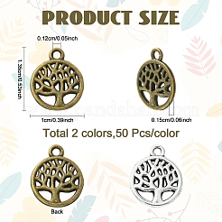 100Pcs 2 Colors Tibetan Style Alloy Charms&nbsp;TIBEP-YW0002-25