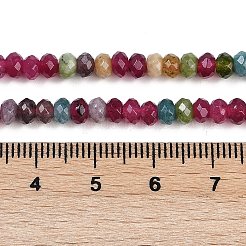 天然石ホワイトジェイドビーズ連売り  ファセットロンデル  染め  ミックスカラー  4~4.5x3mm  穴：1mm  約112~121個/連  13.54''~13.98''（34.4~35.5センチメートル）&nbsp;X-G-Z069-01D