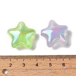 UVメッキ蓄光アクリルビーズ  スター  暗闇で光るビーズ  ミックスカラー  21x22x10.5mm  穴：3mm&nbsp;OACR-H123-24