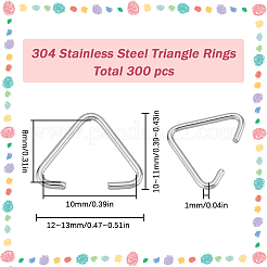 300Pcs 304 Stainless Steel Triangle Rings&nbsp;STAS-SC0006-25