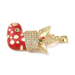Christmas Brass Micro Pave Cubic Zirconia Pendants&nbsp;KK-K305-07F-02