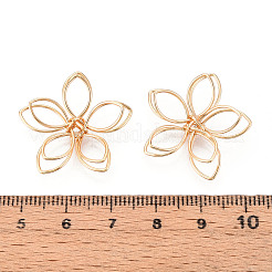 アイアンワイヤービーズ  ニッケルフリー  花  18KGP本金メッキ  24x25x5~7mm&nbsp;IFIN-S360-061-01