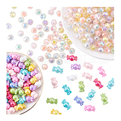 不透明＆透明アクリルビーズ  ABカラー  ミックスカラー  9.5~17x9~9.5x9~9.5mm  穴：2mm  390個/セット&nbsp;MACR-PH0001-97