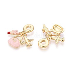 Brass Micro Pave Clear Cubic Zirconia and Enamel European Dangle Charms&nbsp;X-KK-T079-81G