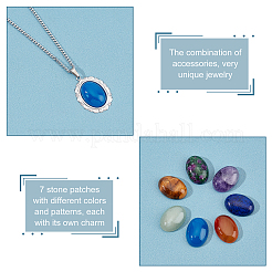 DIY Natural Mixed Stone Oval Pendant Necklace Making Kit&nbsp;DIY-UN0003-11