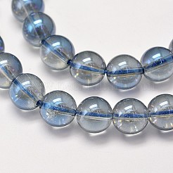 電気メッキ合成クォーツビーズ連売り  ラウンド  フル虹メッキ  スチールブルー  3mm  穴：1mm  約135個/連  15.7インチ&nbsp;EGLA-J061-3mm-FR04