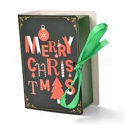クリスマス折りたたみギフトボックス  リボン付きの本の形  ギフトラッピングバッグ  プレゼント用キャンディークッキー  クリスマステーマの模様  13x9x4.5cm&nbsp;CON-M007-03B