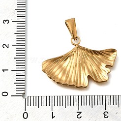 イオンプレーティング（IP）304ステンレスペンダント  イチョウの葉のチャーム  ゴールドカラー  21x29.5x2mm  穴：7.5x3.5mm&nbsp;STAS-Z113-21G