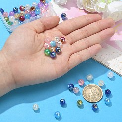 UVメッキ虹色アクリルビーズ  ラウンド  ミックスカラー  8mm  穴：1.6mm  60個/箱&nbsp;MACR-CJ0001-75
