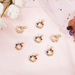 10Pcs Eco-Friendly Brass with Glass Pendants&nbsp;KK-SZ0005-78