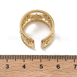 304ステンレススチールカフオープンリング  花  ゴールドカラー  15mm  usサイズ7 1/4(17.5mm)&nbsp;SA-CBA5A9C-01G
