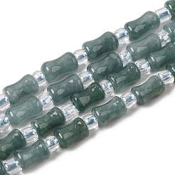 天然ミャンマー翡翠ビーズ連売り  ガラスシードビーズで  竹の棒  6x4mm  穴：0.8mm  約47個/連  14.96''（38センチメートル）&nbsp;G-F822-A01-01