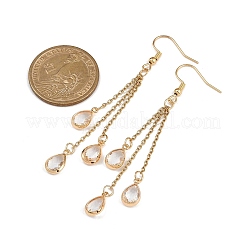 Brass Glass Teardrop Dangle Earrings&nbsp;EJEW-JE06579