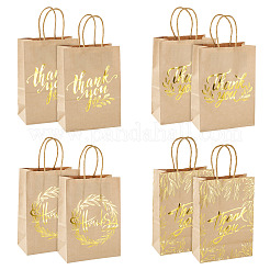 8Pcs 4 Styles Gold Stamp Thank You Printed Paper Gift Tote Bags&nbsp;ABAG-TA0001-61