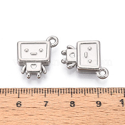 変色防止304ステンレススチールペンダント  ロボットチャーム  ステンレス鋼色  20.5x17x4.5mm  穴：1.6mm&nbsp;STAS-Q334-14P