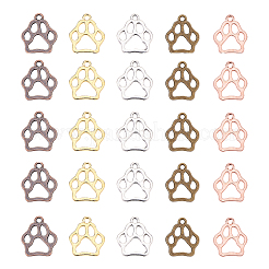 合金ペンダント  カドミウムフリー＆鉛フリー  クマ足プリント  ミックスカラー  19x17x1.5mm  穴：2mm  5色  10個/色  50個/箱&nbsp;PALLOY-CJ0001-61