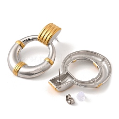 304ステンレススチールスタッドピアス  リング  ゴールデン·ステンレス鋼色  43.5x32.5mm&nbsp;STAS-Z101-14GP