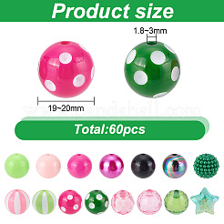 60Pcs 15 Style Mixed Style Acrylic Beads Sets&nbsp;OACR-AR0001-16