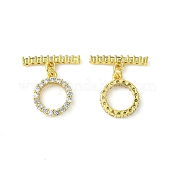 Rack Plating Eco-Friendly Brass Pave Clear Cubic Zirconia Toggle Claps&nbsp;KK-K330-45G