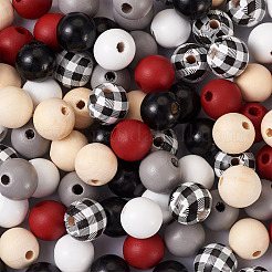 Painted Natural Wood Beads&nbsp;WOOD-YS0001-01