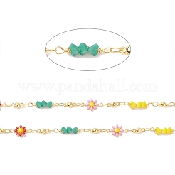 Brass Enamel Flower Link Chains&nbsp;CHC-P009-33G