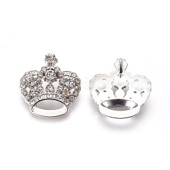 ラインストーンチャーム  カドミウムフリー＆鉛フリー  合金パーツ  クラウン  プラチナ  透明  31x29x10mm  穴：3mm&nbsp;RSB453-1