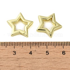 真鍮スプリングゲートリング  カドミウムフリー＆ニッケルフリー＆鉛フリー  スター  ゴールドカラー  17x16x3mm&nbsp;KK-B089-09G