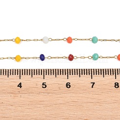 Colorful Rondelle Plastic Beads Handmade Link Chain Necklaces&nbsp;NJEW-P354-02B-G