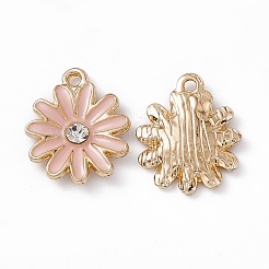合金ラインストーンペンダント  エナメルスタイル  ライトゴールド  菊のチャーム  ミックスカラー  17x14x2.5mm  穴：1.5mm&nbsp;PALLOY-P287-01LG
